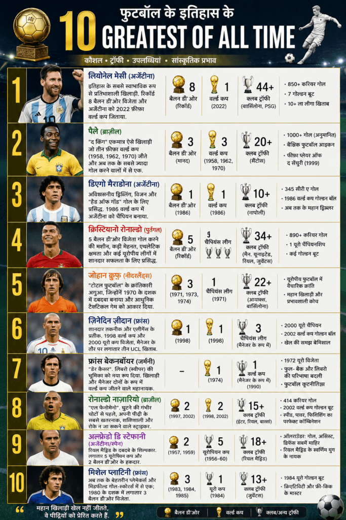 फीफा विश्व कप 2026: इतिहास का सबसे बड़ा फुटबॉल महाकुंभ 1 10 GOATs in Football History