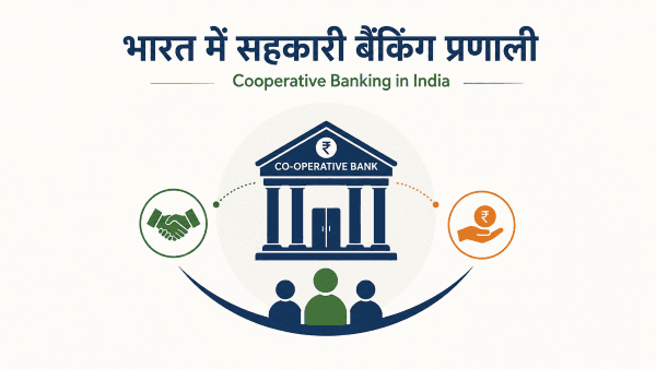 भारत में सहकारी बैंकिंग प्रणाली (Cooperative Banking in India) 3 भारत में सहकारी बैंकिंग प्रणाली का सांकेतिक चित्र, जिसमें सहकारी बैंक, सदस्य-आधारित बैंकिंग, वित्तीय समावेशन और सहयोग के सिद्धांत को दर्शाया गया है.