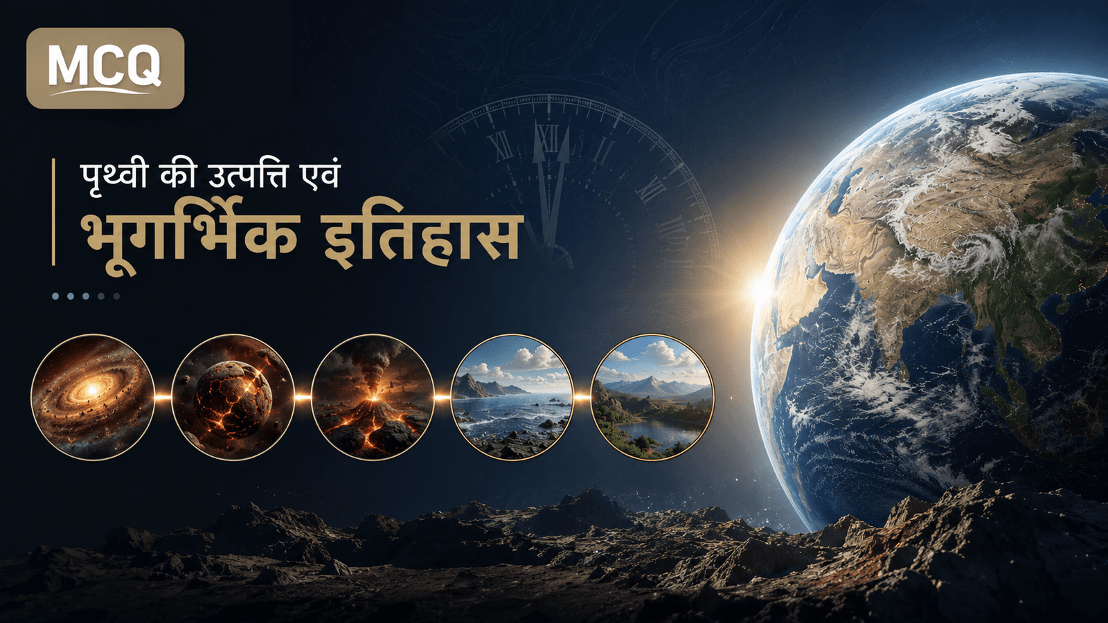पृथ्वी की उत्पत्ति, भूगर्भिक इतिहास, Origin of Earth, Geological History of Earth, पृथ्वी का विकास, प्रारंभिक पृथ्वी, भूवैज्ञानिक इतिहास, Geography MCQ.