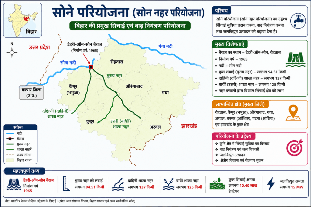 बिहार में सिंचाई के साधन, परियोजनाएं, सरकारी कार्यक्रम व नीति 3 Sone River Canal Project Map and Infographic in Hindi
