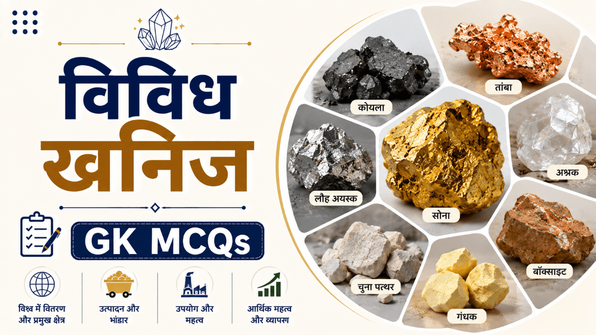 विविध खनिज MCQs in Hindi | Geography GK for UPSC, SSC