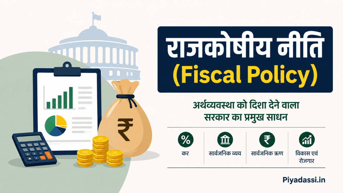 राजकोषीय नीति Fiscal Policy के प्रमुख साधन कर, सार्वजनिक व्यय, सार्वजनिक ऋण और आर्थिक विकास का चित्रण